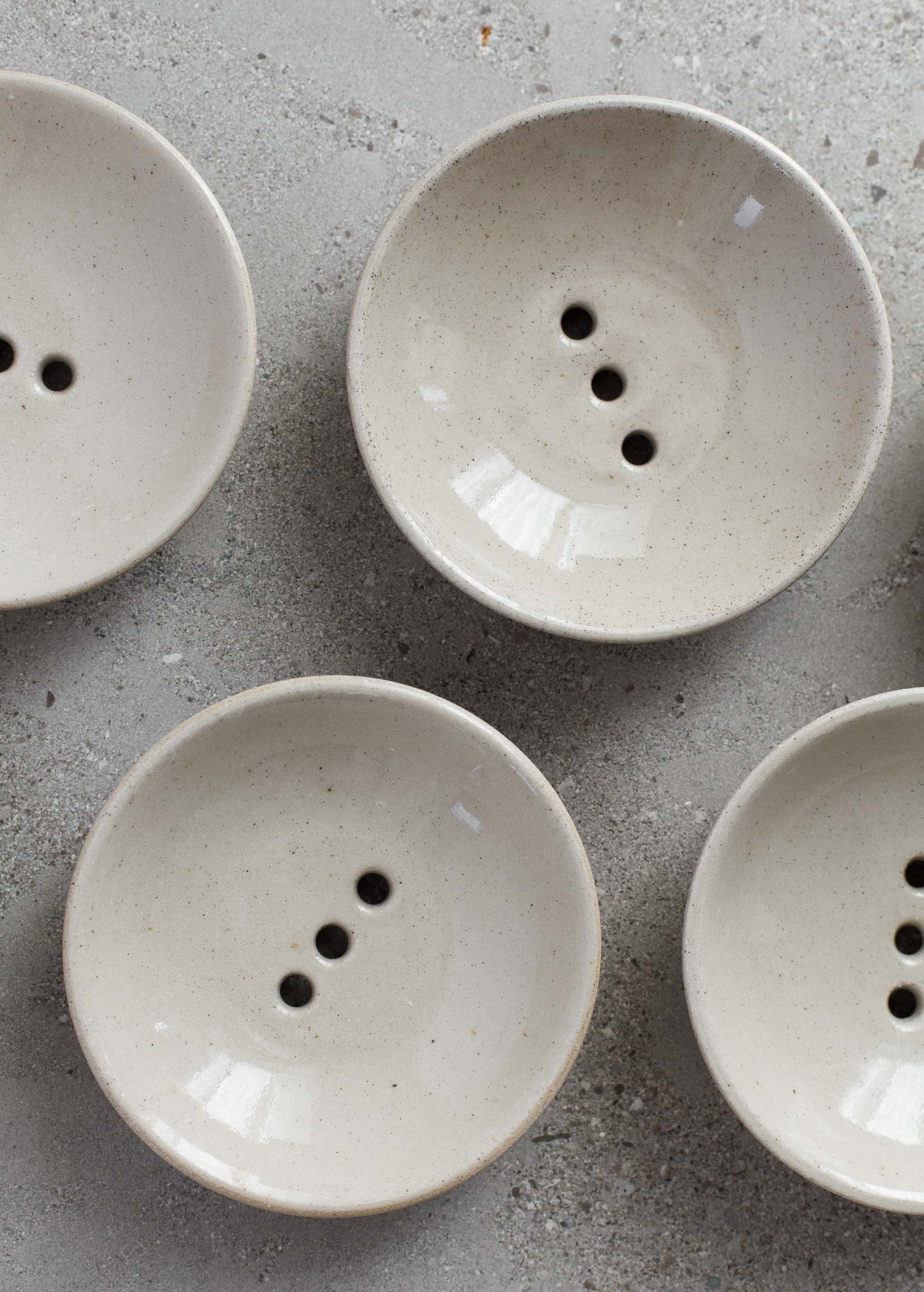 Sand coloured soap dishes